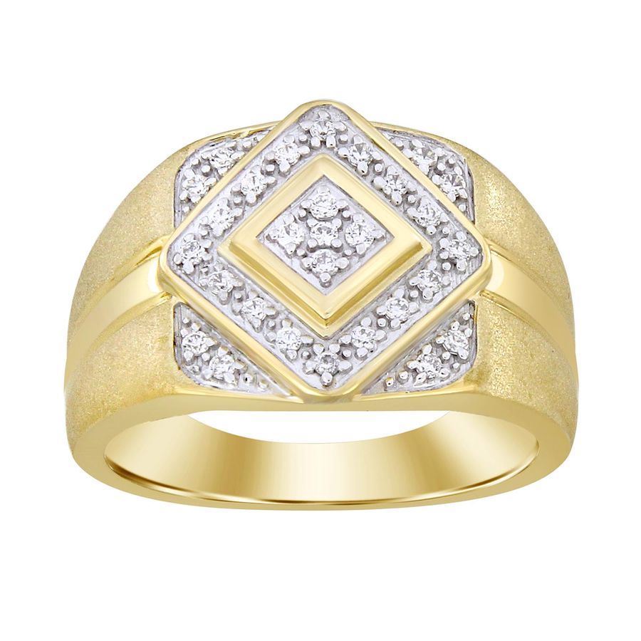 MEN'S RING 1/4  CT ROUND DIAMOND 10K YELLOW GOLD