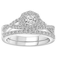 Thumbnail for LADIES BRIDAL RING SET 3/4 CT ROUND DIAMOND 14K WHITE GOLD