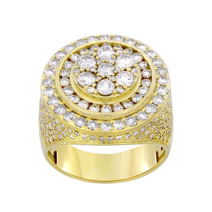 MEN'S RING 3 1/2 CT ROUND DIAMOND 14K YELLOW GOLD