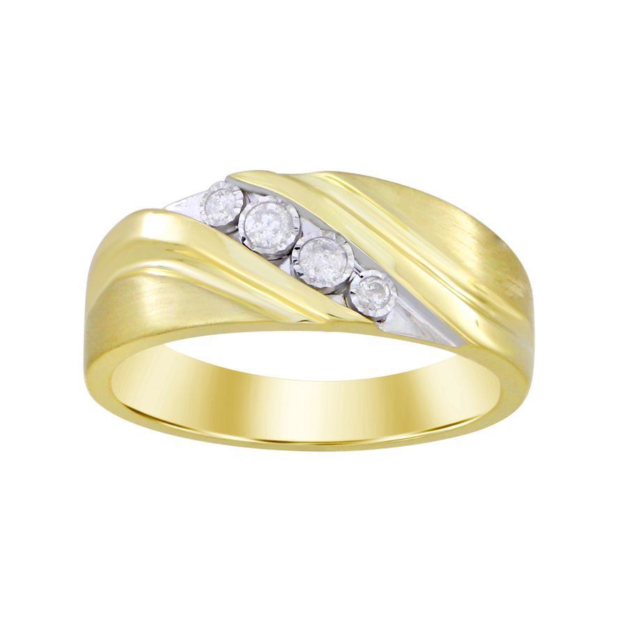 MEN'S RING 1/6 CT ROUND DIAMOND 10K YELLOW GOLD