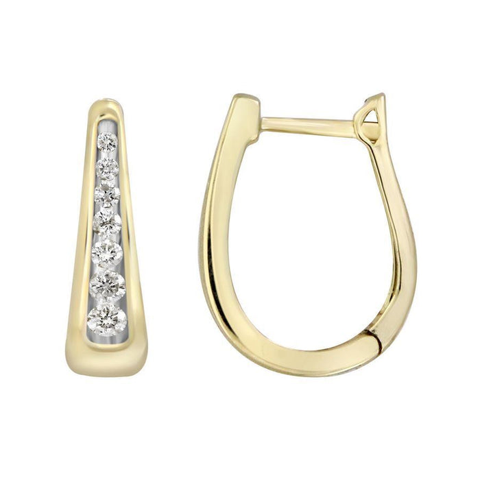 LADIES HOOP 1/2 CT ROUND DIAMOND 10K YELLOW GOLD