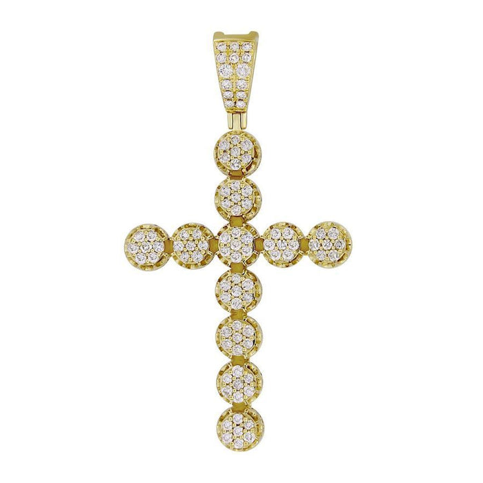 MEN'S CROSS 2 3/4 CT ROUND DIAMOND 14K YELLOW GOLD