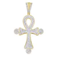 Thumbnail for MEN'S CROSS 3/4 CT ROUND DIAMOND 14K YELLOW GOLD
