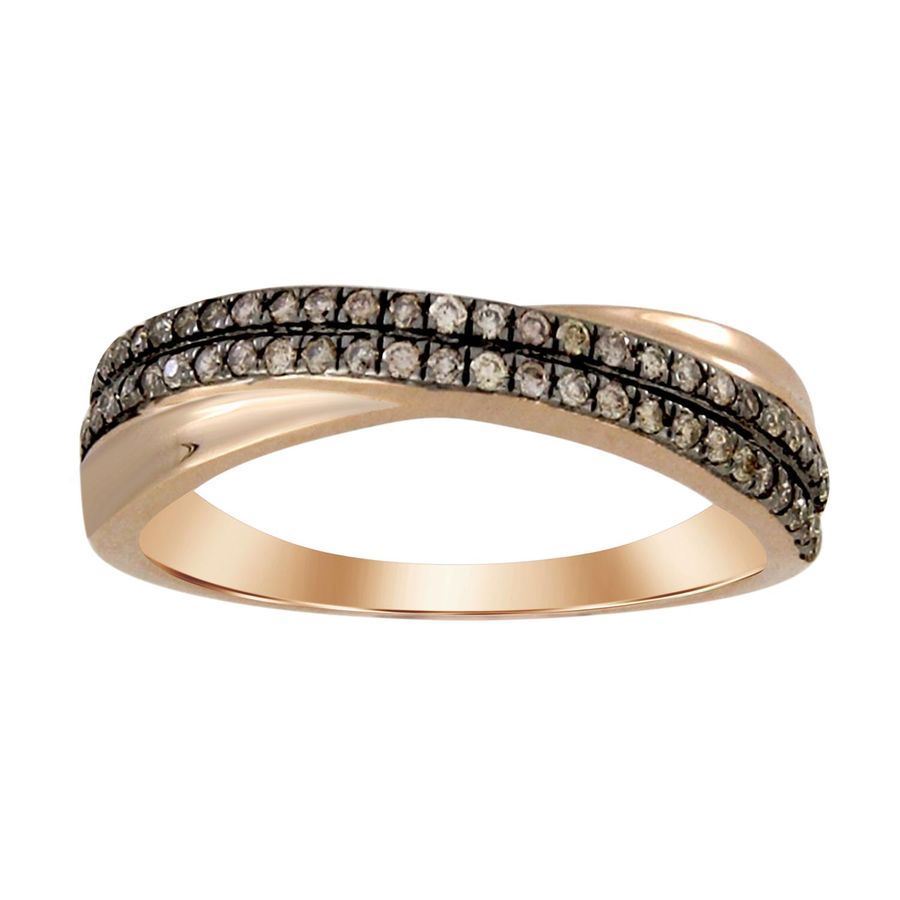 LADIES BAND 1/3 CT CHOCOLATE ROUND DIAMOND 10K ROSE GOLD