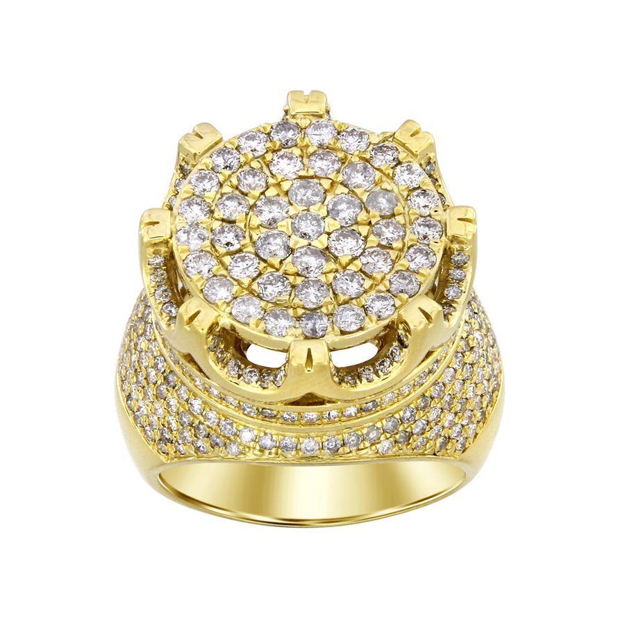 MEN'S RING 3 3/4 CT ROUND DIAMOND 14K YELLOW GOLD