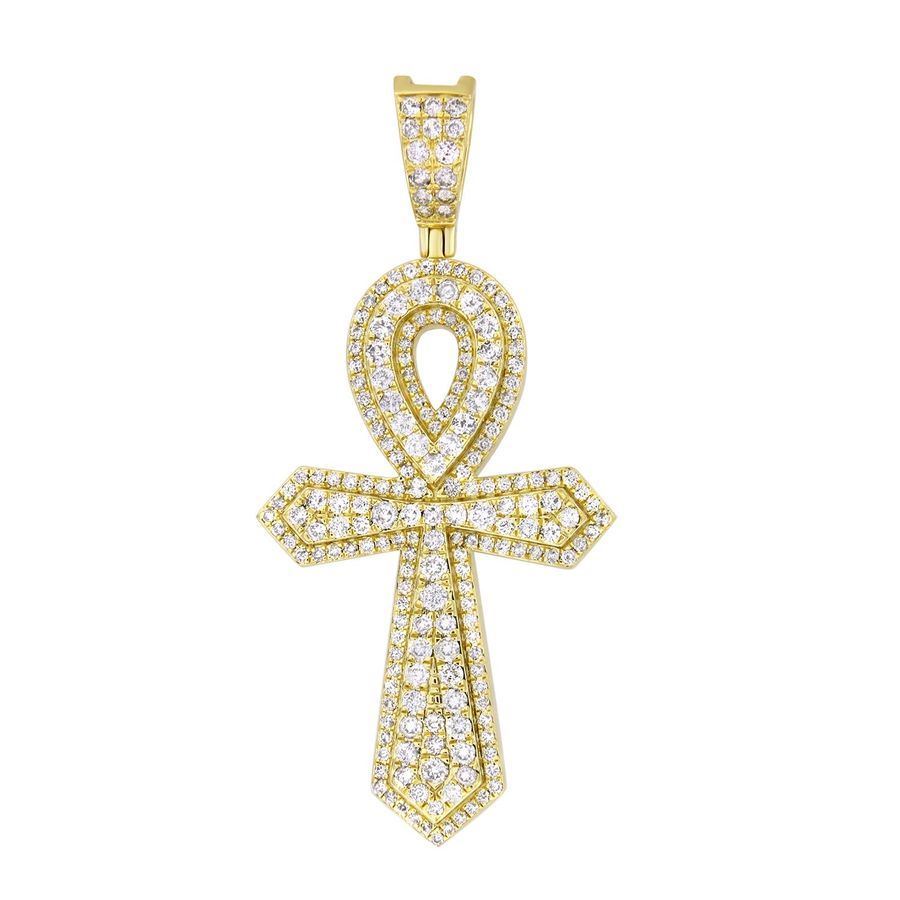 MEN'S CHARM 3 CT ROUND DIAMOND 14K YELLOW GOLD