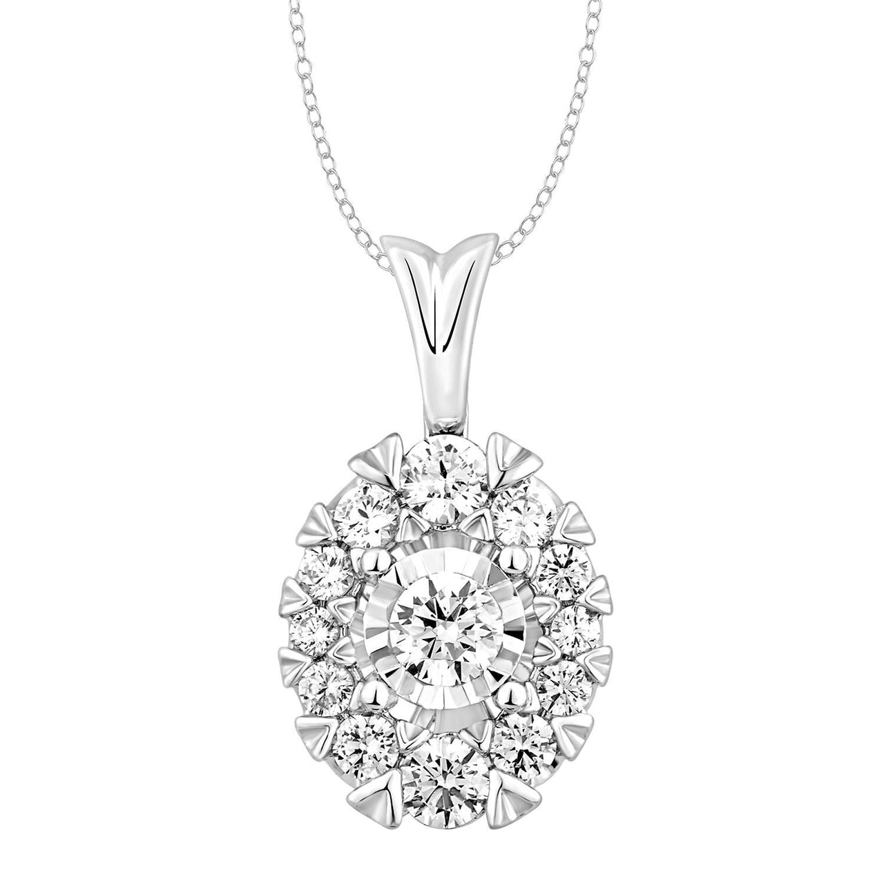 LADIES PENDANT 1 CT ROUND DIAMOND 14K WHITE GOLD