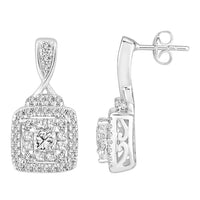 Thumbnail for LADIES EARRINGS 1 CT ROUND/PRINCESS DIAMOND 14K WHITE GOLD