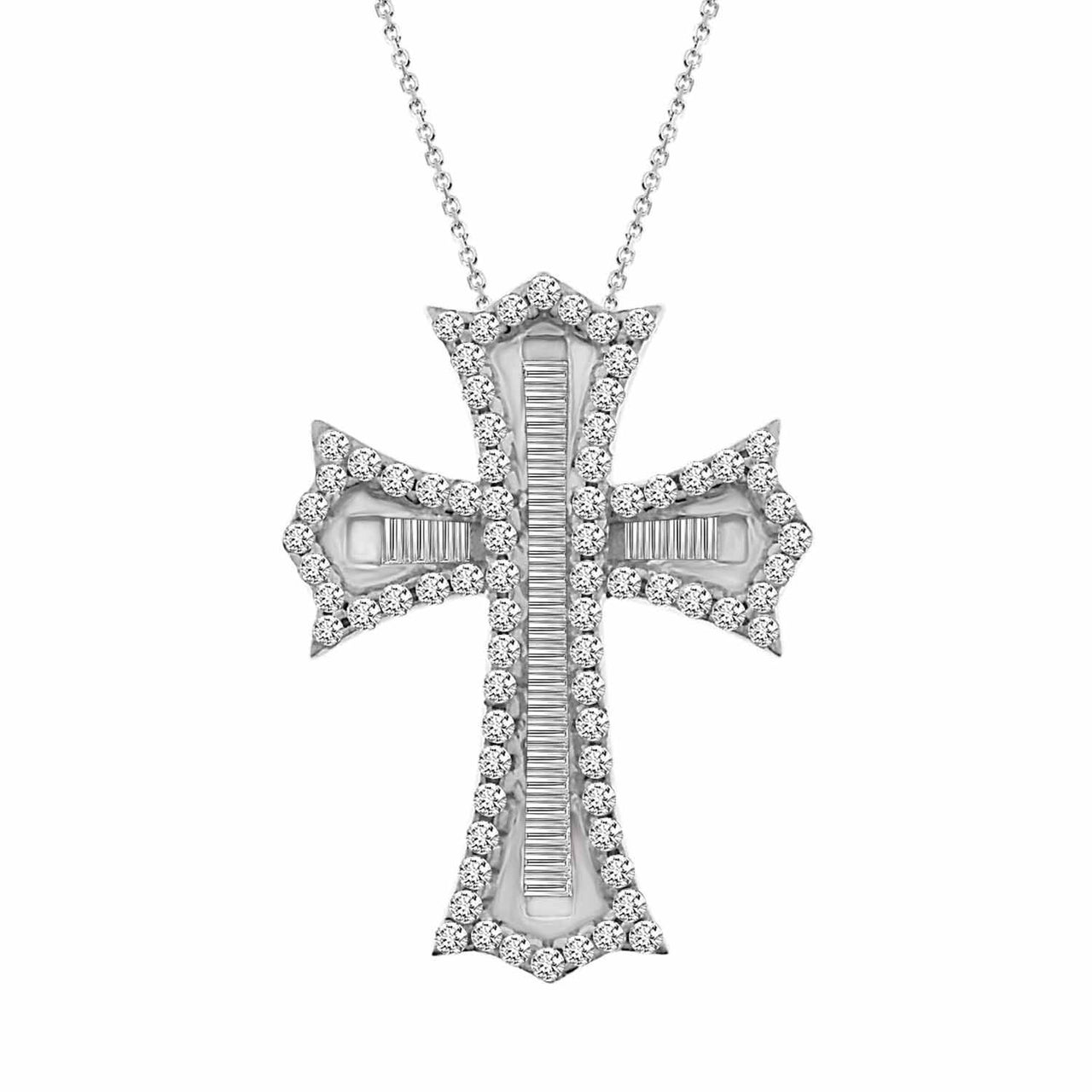 LADIES PENDANT 1 CT ROUND/BAGUETTE DIAMOND 10K YELLOW GOLD