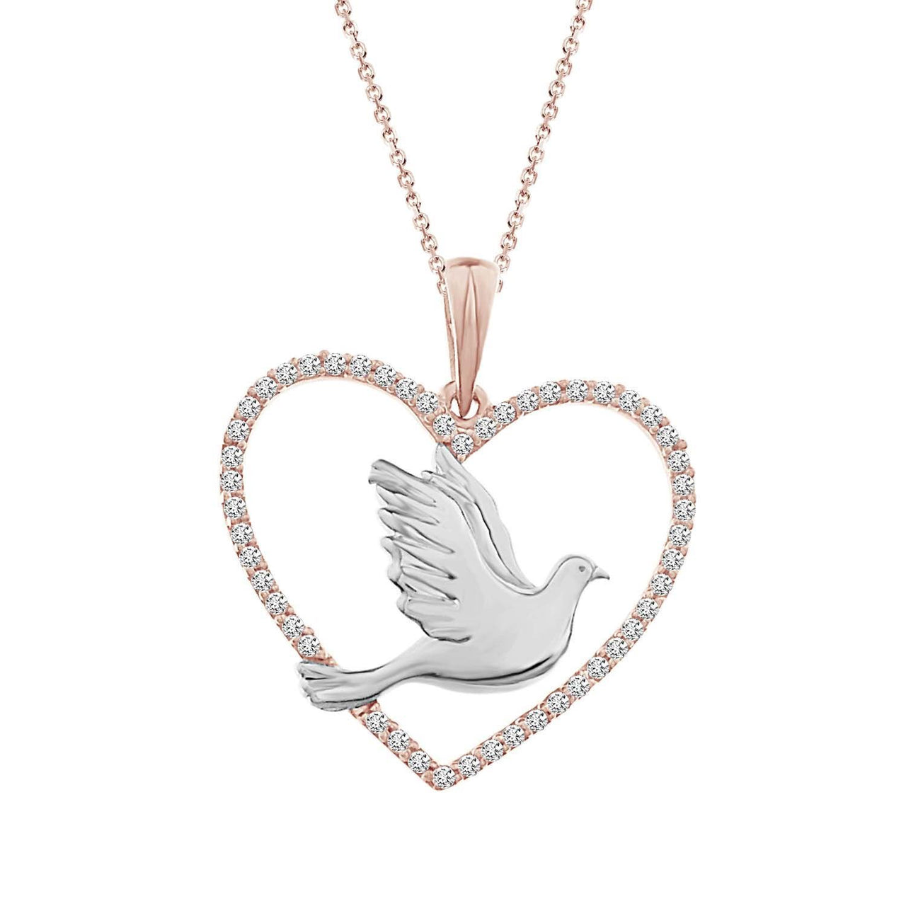 LADIES PENDANT 1/5 CT ROUND DIAMOND 10K TT WHITE & ROSE GOLD