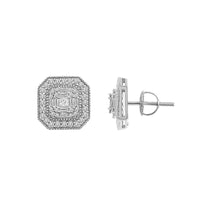 Thumbnail for LADIES EARRINGS 3/4 CT ROUND/PRINCESS/BAGUETTE DIAMOND 14K WHITE GOLD