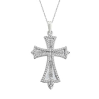 Thumbnail for LADIES PENDANT 5/8 CT ROUND/BAGUETTE DIAMOND 10K WHITE GOLD