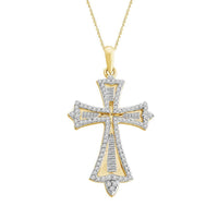 Thumbnail for LADIES PENDANT 5/8 CT ROUND/BAGUETTE DIAMOND 10K YELLOW GOLD