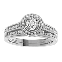 Thumbnail for LADIES BRIDAL RING SET 1/4 CT ROUND DIAMOND 14K WHITE GOLD