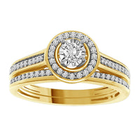 Thumbnail for LADIES BRIDAL RING SET 1/4 CT ROUND DIAMOND 14K YELLOW GOLD