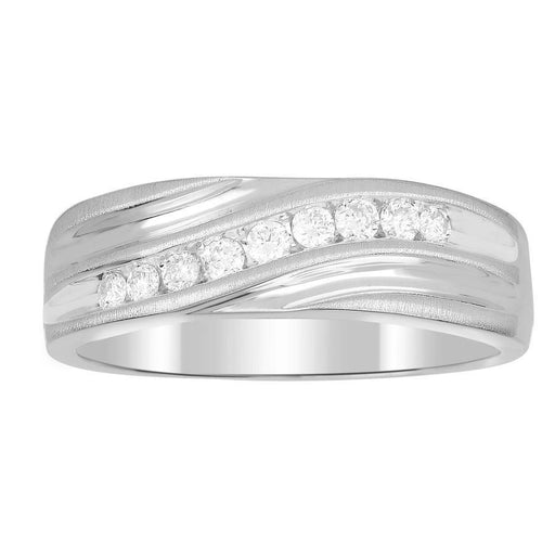 MEN'S RING 1/4 CT ROUND DIAMOND 10K WHITE GOLD