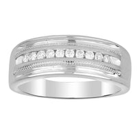 Thumbnail for MEN'S RING 1/2 CT ROUND DIAMOND 10K WHITE GOLD
