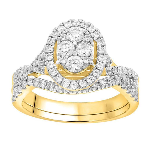 LADIES BRIDAL RING SET 1 1/2 CT ROUND DIAMOND 14K YELLOW GOLD