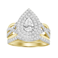Thumbnail for LADIES BRIDAL RING SET 1 CT ROUND/PEAR DIAMOND 14K YELLOW GOLD