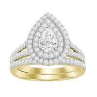 Thumbnail for LADIES BRIDAL RING SET 1 CT ROUND/PEAR DIAMOND 14K YELLOW GOLD