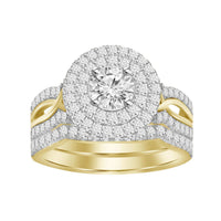 Thumbnail for LADIES BRIDAL RING SET 1 CT ROUND DIAMOND 14K YELLOW GOLD