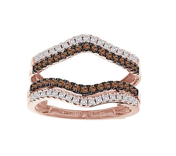 LADIES ENHANCERS WRAPS 1/2 CT WHITE/CHOCOLATE ROUND DIAMOND 14K ROSE GOLD