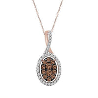 Thumbnail for LADIES PENDANT 1/2 CT CHOCOLATE/WHITE ROUND DIAMOND 10K ROSE GOLD