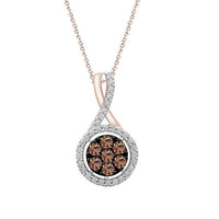 Thumbnail for LADIES PENDANT 1/2 CT CHOCOLATE/WHITE ROUND DIAMOND 10K ROSE GOLD