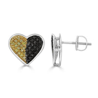 Thumbnail for LADIES EARRINGS 1/10 CT BLACK/CANARY ROUND DIAMOND SILVER