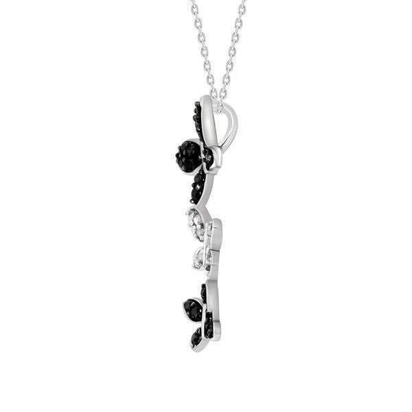 LADIES PENDANT 1/5 CT WHITE/BLACK ROUND DIAMOND SILVER