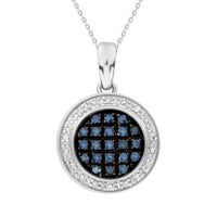 Thumbnail for LADIES PENDANT WITH CHAIN 1/5 CT WHITE/BLUE ROUND DIAMOND SILVER