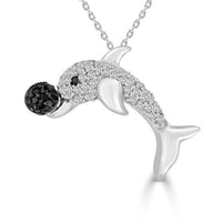 Thumbnail for LADIES PENDANT 1/20 CT BLACK/WHITE ROUND DIAMOND SILVER