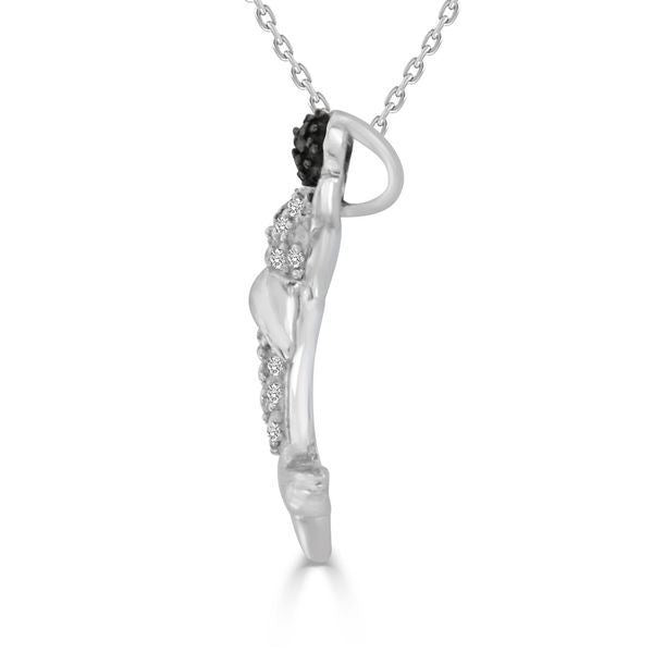 LADIES PENDANT 1/20 CT BLACK/WHITE ROUND DIAMOND SILVER