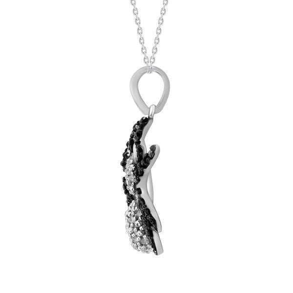 LADIES PENDANT 1/4 CT WHITE/BLACK ROUND DIAMOND SILVER
