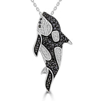 Thumbnail for LADIES PENDANT 1/3 CT WHITE/BLACK ROUND DIAMOND SILVER
