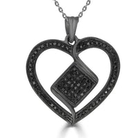 Thumbnail for LADIES PENDANT 1/3 CT BLACK ROUND DIAMOND SILVER
