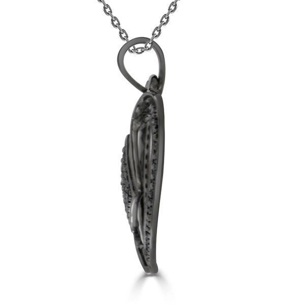 LADIES PENDANT 1/3 CT BLACK ROUND DIAMOND SILVER