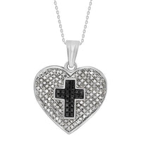 Thumbnail for LADIES PENDANT 1/3 CT BLACK/WHITE ROUND DIAMOND SILVER