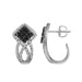 LADIES EARRINGS 5/8 CT BLACK/WHITE ROUND DIAMOND SILVER