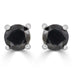 LADIES EARRINGS 3/4 CT BLACK ROUND DIAMOND SILVER