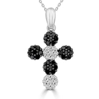 Thumbnail for LADIES CROSS PENDANT 1/2 CT WHITE/BLACK ROUND DIAMOND 10K WHITE GOLD