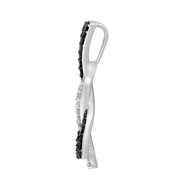 LADIES PENDANT 1/2 CT WHITE/BLACK ROUND DIAMOND 14K WHITE GOLD