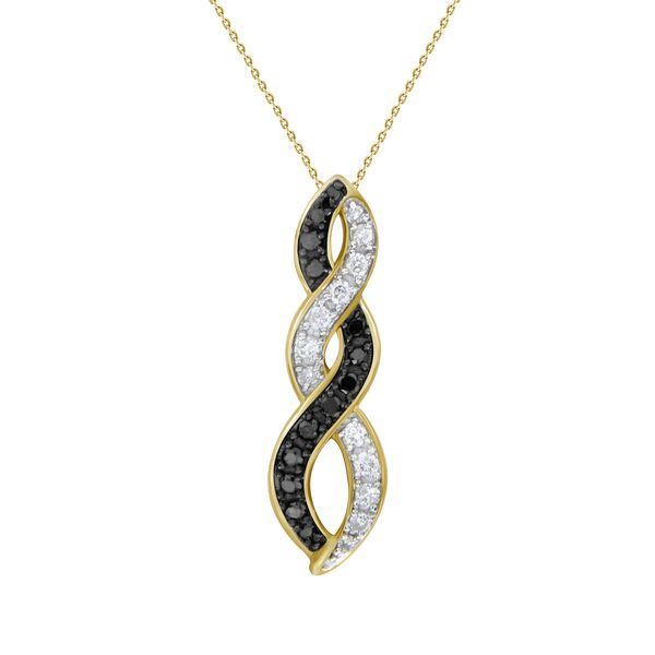 LADIES PENDANT 1/4 CT WHITE/BLACK ROUND DIAMOND 10K YELLOW GOLD