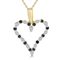 Thumbnail for LADIES HEART PENDANT 1/3 CT WHITE/BLACK ROUND DIAMOND 10K YELLOW GOLD