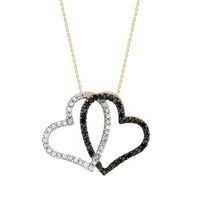Thumbnail for LADIES HEART PENDANT 1/2 CT WHITE/BLACK ROUND DIAMOND 10K YELLOW GOLD