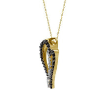 Thumbnail for LADIES HEART PENDANT 1/2 CT WHITE/BLACK ROUND DIAMOND 10K YELLOW GOLD