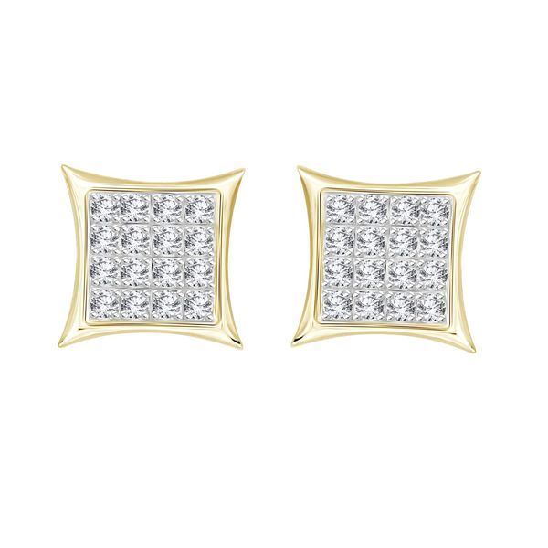 MEN'S KITE EARRINGS 1/10 CT ROUND DIAMOND 10K YELLOW GOLD 