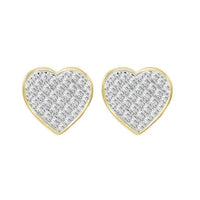 Thumbnail for MEN'S EARRINGS 1/4 CT ROUND DIAMOND HEART SHAPE 10K YELLOW GOLD