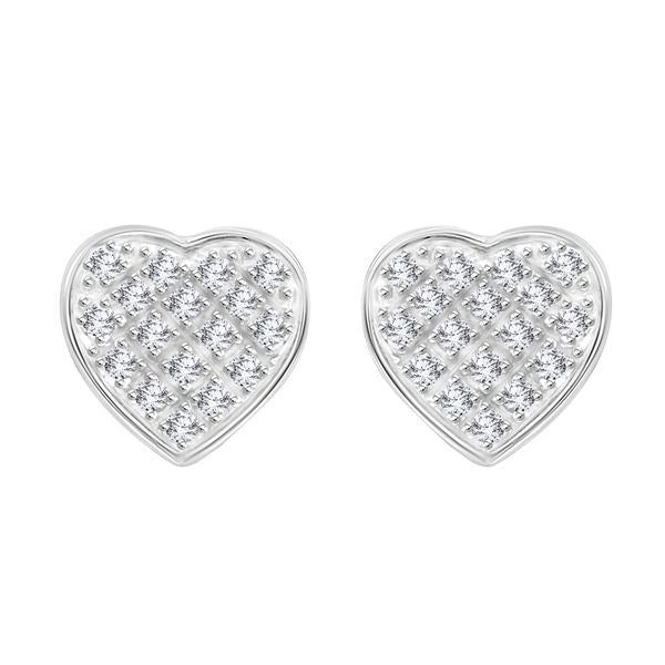 MEN'S YUVA  EARRINGS 1/10 CT ROUND DIAMOND 10K WHITE GOLD