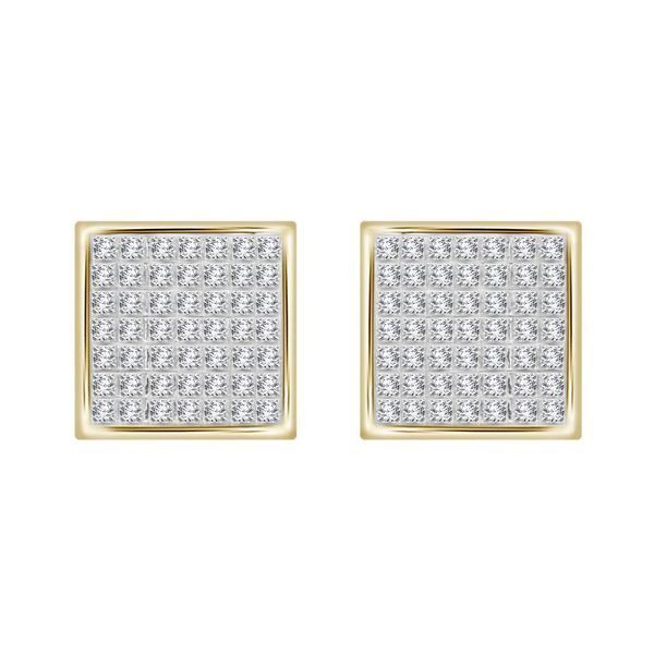 MEN'S EARRING 1/3 CT ROUND DIAMOND 10K YELLOW GOLD